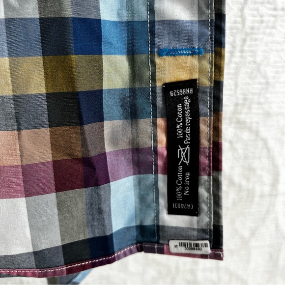 Leo Chevalier Men L Shirt Vtg Plaid Check Colorful Light Cotton No Iron Button - Picture 11 of 16
